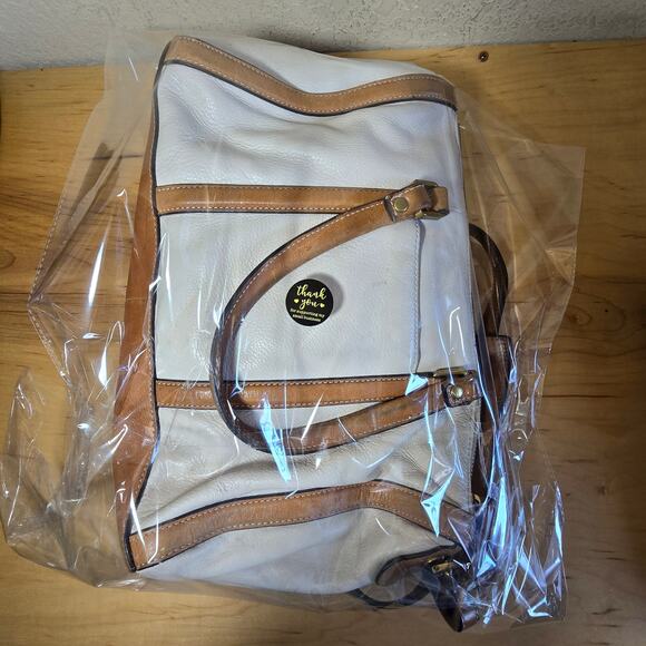 Fossil Kendal Satchel Saddle Bag Taupe Pebbled Leather Leather Handles Strap - Picture 13 of 13